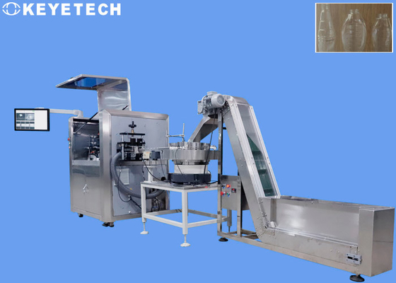 Bottiglia dell'ANIMALE DOMESTICO sulla linea macchina del rivelatore con il software per l'elaborazione dell'immagine