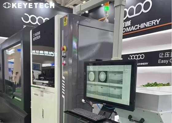 Sistema di ispezione visiva con telecamera CCD per tappi di tubi laminati chimici